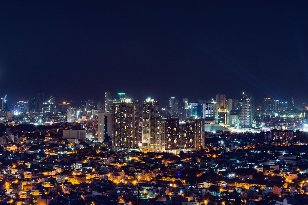 Manila skyline illuminated at night