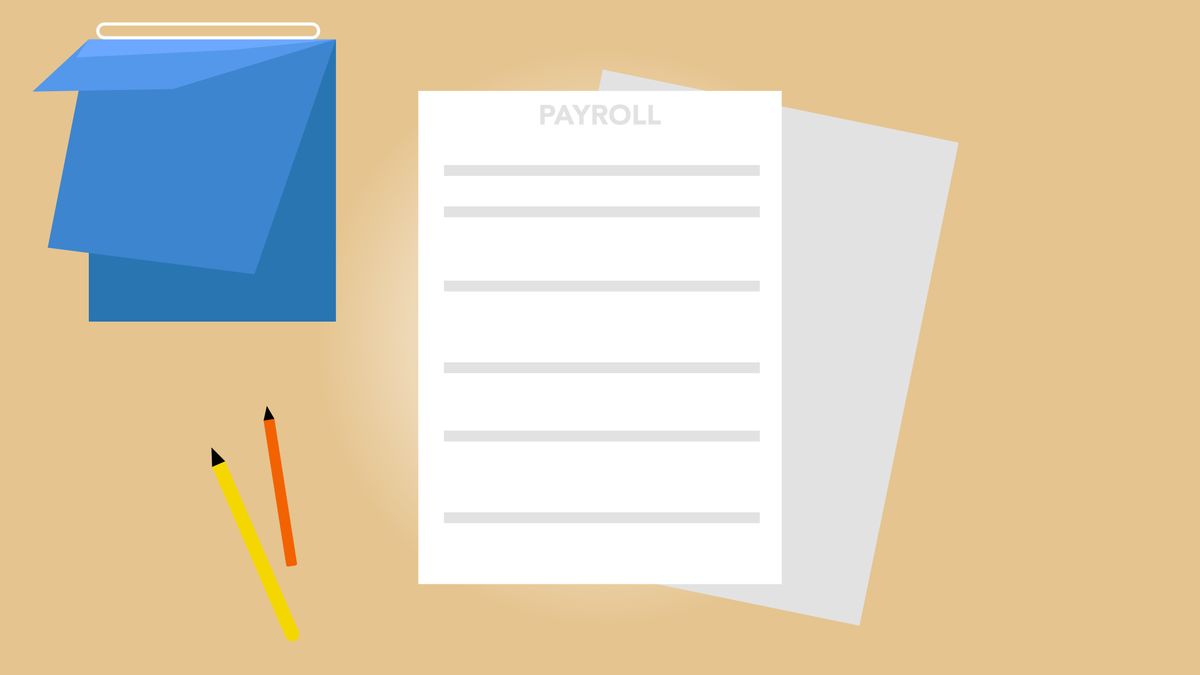 Payroll documents and a calendar laid out on a table
